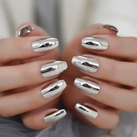 Appuyez sur les ongles miroir taille moyenne cercueil bâton sur les ongles produits de beauté pour femmes Faux Ongles