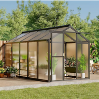 Kit de serre en métal 6*4 pieds avec couverture en polycarbonate pour jardin domestique, mini serre, aménagement paysager, nature
