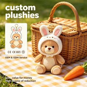 Porte-clés en peluche personnalisé en gros, motif lapin ou ours, breloque en peluche, accessoire de sac mignon sur le thème de Pâques - Product Image 1