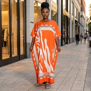 Nouvelle Robe Longue Décontractée Ample à Rayures et Col en V pour Femme Africaine, en Tissu Mélangé Élastique Teint en Fil, Manches Chauve-Souris, Collection Printemps 2026, Meilleure Vente - Product Image 2