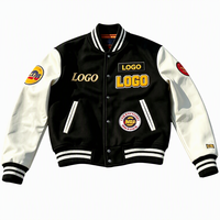 Blouson universitaire personnalisé OEM en laine avec manches en cuir PU, broderies chenille et patchs vintage pour homme, style baseball, patchwork