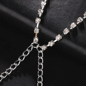 गैंडे स्तन गर्दन कमर की कमर की चेन परत परत वाली गैंडे क्रॉसओवर बिकनी ब्रा शरीर गहने समुद्र तट क्रिस्टल पेट की कमर श्रृंखला - Product Image 5