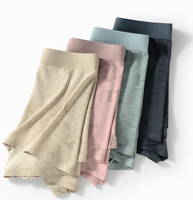 Lot de 4 boxers pour hommes en coton tricoté, écologiques, respirants, antibactériens, imprimés, taille mi-haute, avec logo à la ceinture, emballage en boîte