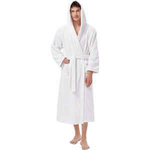 เสื้อคลุมอาบน้ำมีฮู้ดสำหรับผู้ชาย ผ้าเทอร์รี่ ยาวเต็มตัว ผ้าฝ้าย 100% ชุดคลุมอาบน้ำสำหรับสปาและพักผ่อน - Product Image 1