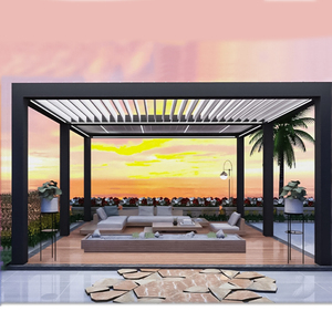 Pérgola Exterior Moderna de Lujo ANCSEM, <span class=keywords><strong>Techo</strong></span> de Aluminio Impermeable con Rejillas, Pérgola Metálica para Jardín y Piscina - Product Image 6