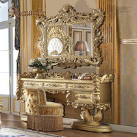 Cadre de lit king size de style classique italien de haute qualité, vente chaude, luxe, bois massif, ensemble complet de meubles pour chambre à coucher de villa