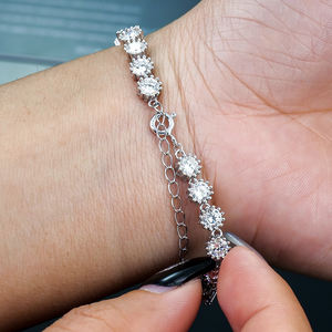 สร้อยข้อมือเทนนิสฮิปฮอปประดับเพชรโมอิสซาไนต์แบบไอซ์เอาท์ เงินแท้ 925 ดีไซน์ทันสมัย สำหรับผู้หญิงและผู้ชาย - Product Image 2