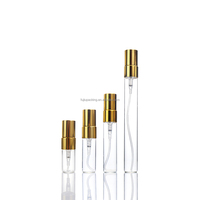 Flacon pulvérisateur de voyage de luxe 2/3/5/10 ml transparent, or, argent, pour échantillon de parfum, tube testeur de Cologne, mini flacon de parfum en verre