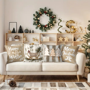 Fundas <span class=keywords><strong>de</strong></span> cojín cuadradas personalizadas con estampado navideño. Acogedor, Bonito, Lindo y Versátil. Para el Hogar, Hospital u Hotel, 100% Poliéster. - Product Image 2
