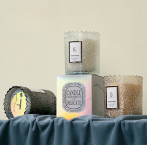 <span class=keywords><strong>Bougie</strong></span> parfumée en verre gaufré avec dentelle, best-seller transfrontalier, en cire de soja, pour l'aromathérapie, la relaxation, la décoration intérieure et comme cadeau de l'Aïd - Product Image 3