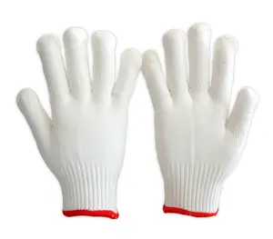 High quality natural white cotton knitted safety working gloves