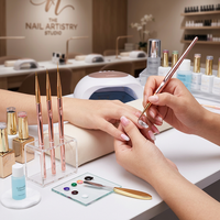 Kit de 3 pinceaux pour nail art, qualité supérieure, couleur or rose, fournitures de manucure pour des lignes fines et une décoration détaillée