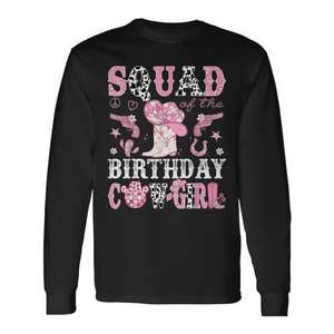 Camiseta de manga larga Squad Of The Birthday Cow Girl Pink Western - Product Image 1