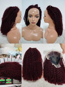 Letsfly 76$ Promotion Perruques en dentelle frontale 13x4 Jerry Curly de 18 pouces, 250 grammes, noir, marron avec reflets bordeaux, 100% cheveux humains, 10A - Product Image 6