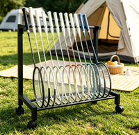 Support de rangement mobile en métal pour raquettes de badminton avec roulettes pour club sportif, salle de sport, terrain de badminton