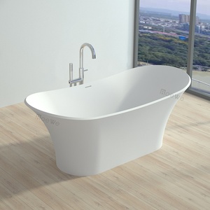 Nhà Máy Giá Luxury Trắng 1.8M bề mặt rắn <span class=keywords><strong>freestanding</strong></span> bồn tắm xách tay với drainer ngâm Tính năng bán buôn phòng tắm - Product Image 4