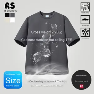 Maglietta Casual da uomo e donna a maniche corte in cotone 100% fresca elastica spalla destra 230g modello solido stesso stile di 'maestro' - Product Image 2