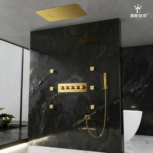 Système de douche thermostatique multifonctionnel de luxe, robinet en acier inoxydable pour la maison, tête de douche en cuivre pour appartements - Product Image 5