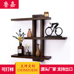 Wooden Wall Mounted <b>Shelf</b> 3 Tier Solid Wood Irregular Shape Storage <b>Rack</b> For Living Room Home Decor Display - Product Image 3