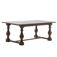 Table à manger rectangulaire rustique en bois massif style américain, chêne vieilli vintage français, 8 places, pour mariage, photos et mobilier de maison