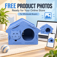 Maisonnette en feutre pour chat, abri intérieur pour animaux de compagnie avec motif visage de chat mignon, montage facile, abri pour chat