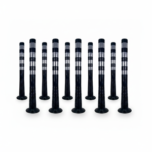 Barreras Delimitadoras de Tráfico, 100 x 8 cm, Color Negro, Postes Flexibles, Juego de 10 Piezas - Product Image 2