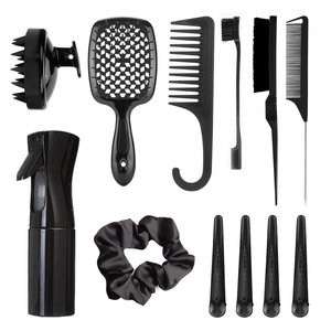 Hair <b>Styling</b> Tools Set With Comb Brush <b>Spray</b> Bottle Clips And Scrunchie For General Use 20cm Above ABS Material - Product Image 1