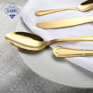 Thấp moq thép không gỉ bạc và vàng thiết lập dao kéo gương đánh bóng Hot bán tại thị trường Châu Âu 24 cái Flatware <span class=keywords><strong>Set</strong></span> với đứng - Product Image 6