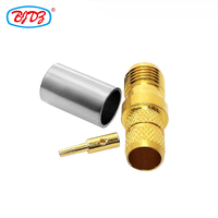 Konektor Koaksial RF Crimp Jack SMA Female Berlapis Emas 50Ohm untuk Kabel LMR240 H155 4D FB RG59 RG8X