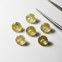 En gros 7mm Naturel Rutile Titane Quartz Cabochon Rond Cristal Clair Abondant Rutile Doré Pierres Précieuses En Vrac pour Incrustation