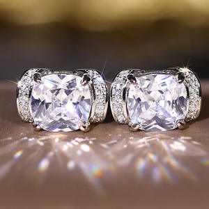 Boucles d'oreilles Mbletojum en diamant platine, taille coussin, couleur D naturelle, certifiées, pour femme, classiques, pour fiançailles, taille 10 - Product Image 5