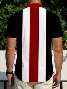 Camiseta con Estampado Digital 3D de Elementos de Cartas de Juego, 100% Poliéster, Lavable a Máquina, Bloques de Color Rojo, Blanco y Negro, <span class=keywords><strong>Marca</strong></span> de Moda - Product Image 2