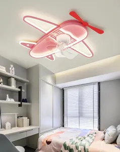 Moderne Decoratieve Kinderkamerverlichting Plafondventilator 26 Inch Roze Kinderslaapkamer Helikopter Led Licht Met Ventilator En Afstandsbediening