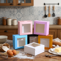Boîtes à gâteaux personnalisées en carton épais carré avec fenêtre transparente, haute résistance, emballage jetable pour cupcakes, boulangerie Yafeng