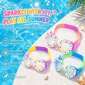 Gafas de Natación para Niños XIALE con Pedrería Brillante en Forma de Corazón, Antivaho, a Prueba de Fugas, de Silicona, Gafas de Natación para Niñas con Protección UV - Product Image 2