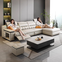 Ensemble de canapés en cuir italien avec fonction inclinable, canapés de détente modernes et simples, canapé en L extensible pour salon