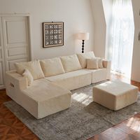 Canapé modulaire sectionnel en velours côtelé de 133 pouces, surdimensionné, en forme de U, sans accoudoirs, sans structure, moderne, gain de place, avec ottoman mobile pour salon