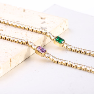 Pulseras de tenis Rinhoo de acero inoxidable 316L con circonitas, para mujer, estilo INS, ligeras, de lujo, impermeables, chapadas en oro de 18K PVD. - Product Image 4