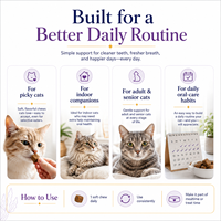 Friandises à mâcher souples pour chats, soutien dentaire avec Ascophyllum Nodosum, 45 unités, pour l'entretien de la plaque dentaire des chats difficiles, soins bucco-dentaires pour chats d'intérieur