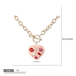 Fashion Romantic Valentine Heart <strong>Jewelry</strong> Set Gold Pendant Chain Necklace Drop Earrings Pearl Crystal <strong>Love</strong> Gift <strong>Jewelry</strong> for Women - Product Image 5