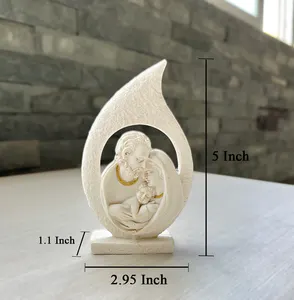 Retro Holy Family Figurine 4.72" Tall Sandstone Texture Resin Craft Christmas Nativity Scene Decoration Holiday