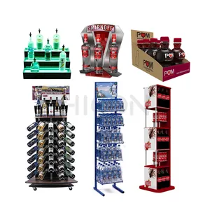 Store Light Lighted Tabletop Counter Countertop Case 4 Tier Wire Hanging Soft Drinks Displays Wine Display Stand Rack