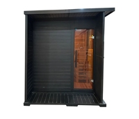 Sauna extérieur de luxe pour 4 personnes, en bois de pruche noir à l'extérieur et en cèdre rouge à l'intérieur, avec chauffage électrique, sauna sec à vapeur.