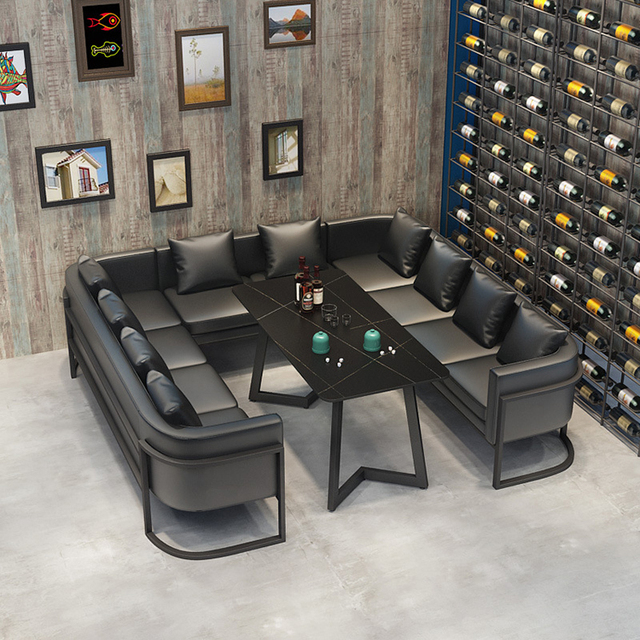 Retro Industrial Style Furniture Sofa Table and Chair Combination bar Theme Restaurant Leisure Studio Leather Sofa Combination