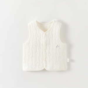 <span class=keywords><strong>Gilet</strong></span> matelassé pour bébé, automne-hiver, pour garçons et filles, vêtement d'extérieur <span class=keywords><strong>chaud</strong></span>, cardigan, <span class=keywords><strong>gilet</strong></span> à 3 couches, applique de dessin animé, boutons-pression, col rond - Product Image 1