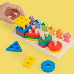 2 in 1 Fishing Game Montessori Wooden Motor Skills Geometric <b>Block</b> Color <b>Shape</b> Sorter Puzzle Toys - Product Image 6