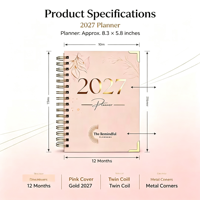 Agenda journalier et hebdomadaire personnalisable 2027 avec impression sur mesure, reliure spirale, planificateur de voyage avec boîte, reliure cousue, cadeau