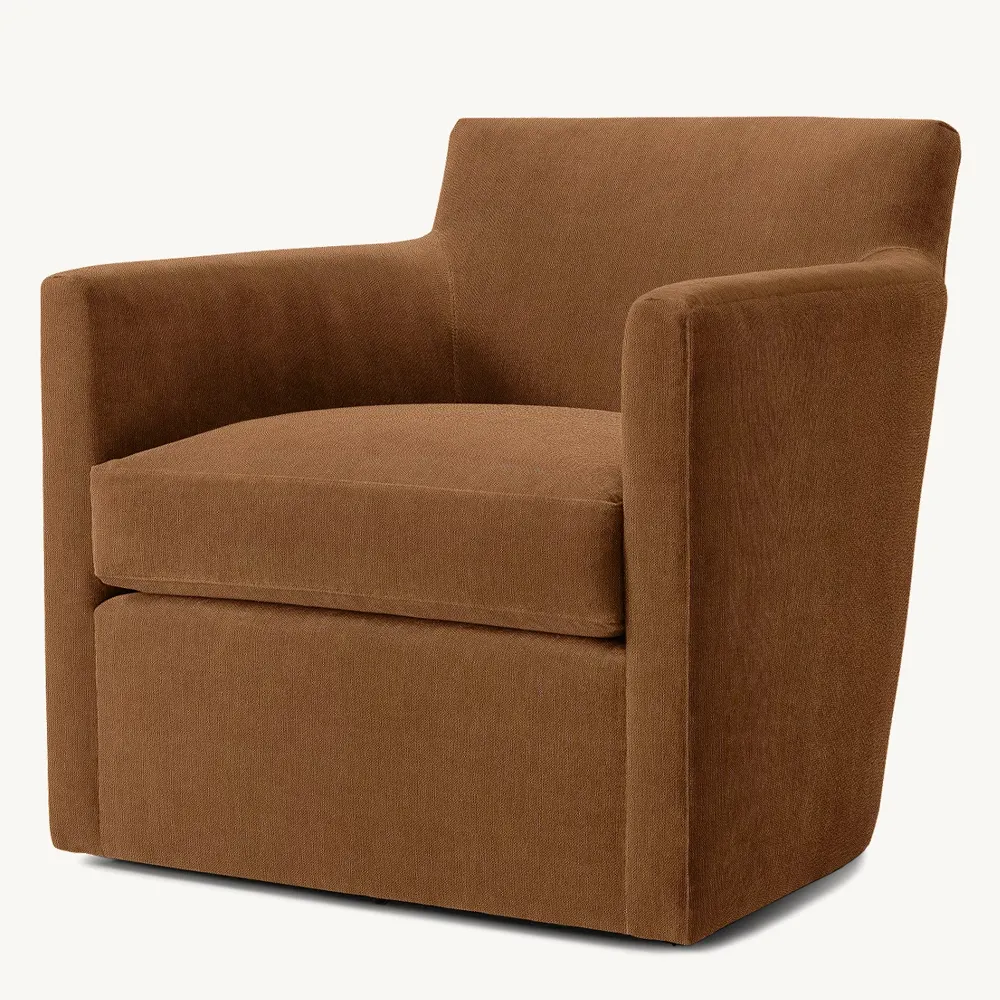 Customized Furniture Traditional Classic Single Armchair Sofa Living Room Chair Wood Velvet Fabric Arm Swivel Chair