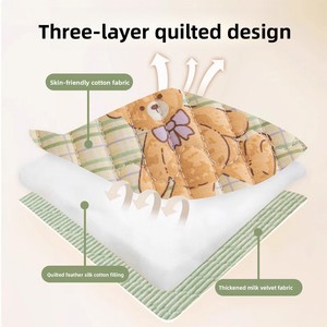 Coperta Tatami Doppio Lato in Cotone e Pile Invernale, Trapuntata e Ispessita, Set Tre Pezzi - Product Image 4