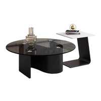 Table basse moderne ronde en verre trempé, meuble décoratif durable en fer et métal pour salon, salle à manger, chambre, hôtel